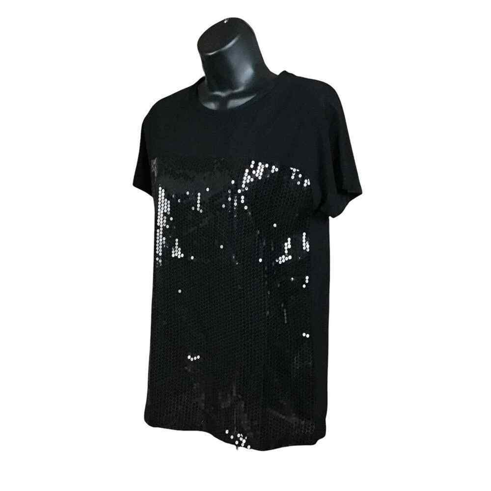 DKNY Black Sequin Short Sleeve Top XXS Women’s T-Shirt Sparkle Party Tee NWT